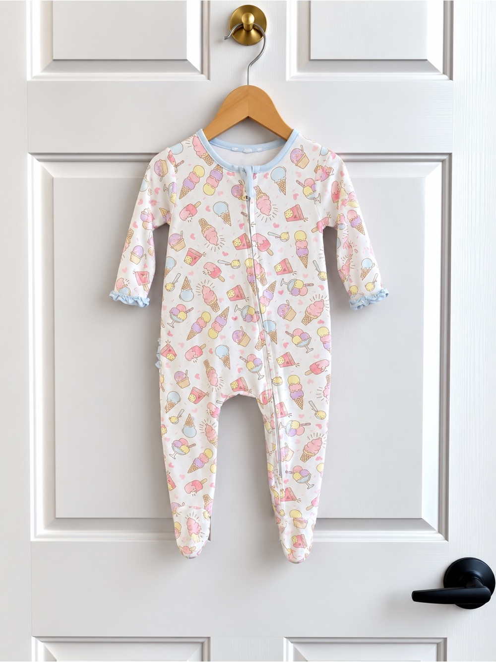 Magnolia Baby 6M Pima Cotton Ice Cream Ruffle Footie Sleeper